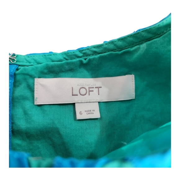 Loft Ann Taylor Elegant Aqua Blue Green Eyelet Sleeveless Dress Size 6 - Picture 9 of 9